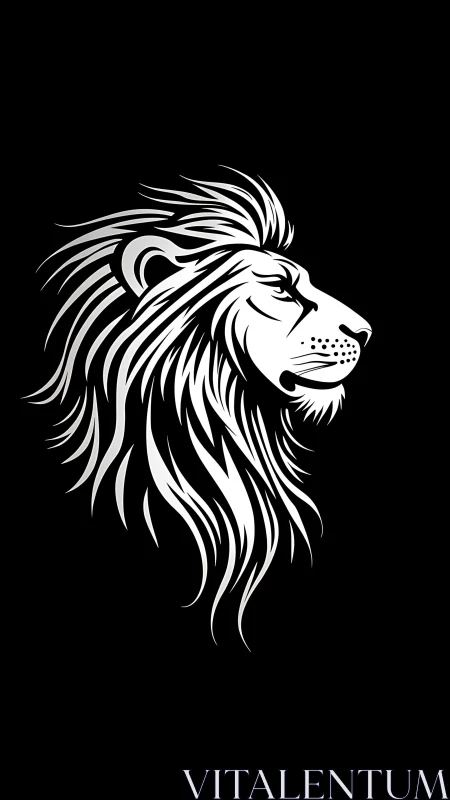 Regal lion profile glowing with bold monochrome grace.