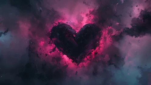 Heart Shape Rendered Through Volumetric Pink Smoke and Particle Effects