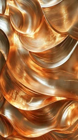 Metallic copper and silver flowing abstract surface art