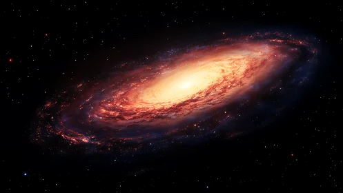 Spiral galaxy with luminous core in sparse star field.