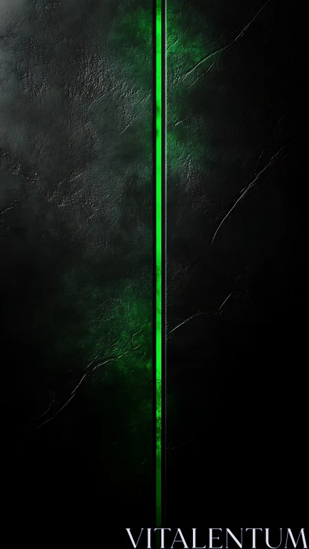 Vertical green light strip on dark textured surface.