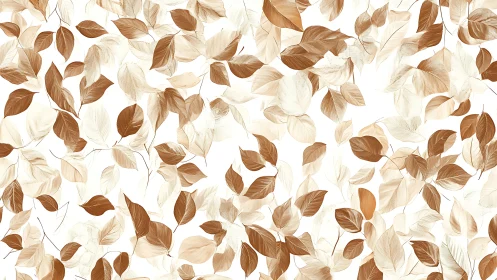 Brown botanical leaf pattern over white seamless background.