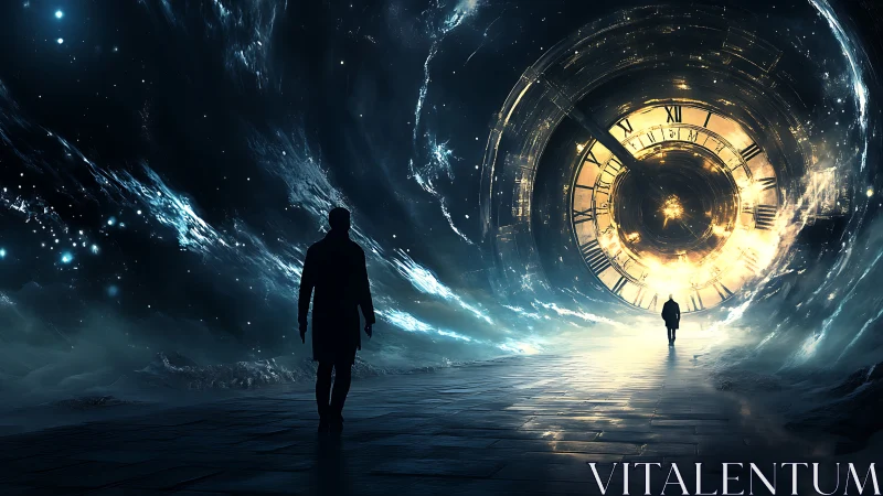 Voyager strides through a cosmic tunnel toward blazing timegate.