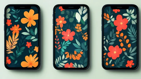 Three Floral Smartphone Wallpapers with Dark Garden Design