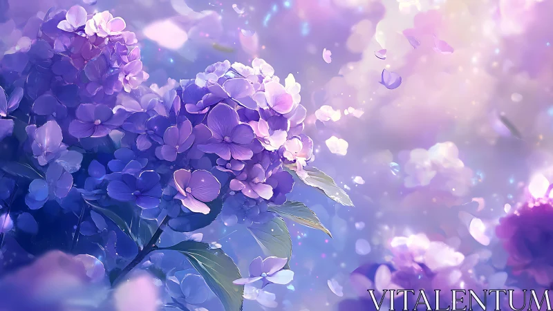 Hydrangea constellations drift softly through violet dawn