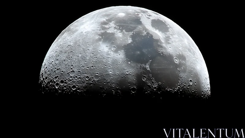 Lunar hemisphere in sharp telescopic monochrome detail.