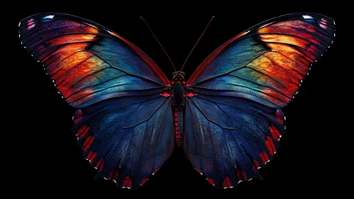 Iridescent lepidopteran macro with spectral wing interference.
