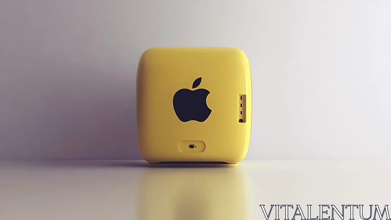 Yellow Apple Mac Mini 3D Product Visualization on Neutral Background