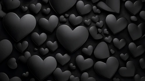 Black Heart Composition. 3D Dimensional Love Symbol.