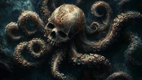 Cephalopod necromorph hybrid with bone-crusted cranial hub.