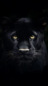 Black Panther's Piercing Gaze Emerges from Darkness.