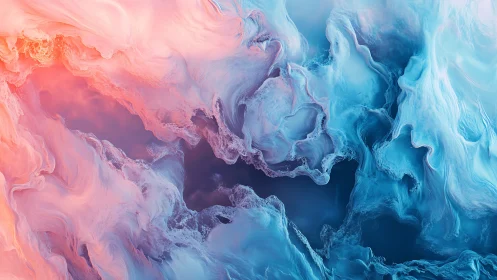 Abstract fluid gradient clouds blend in pink and blue tones
