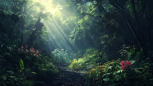 Sacred Light Through the Forest Canopy.