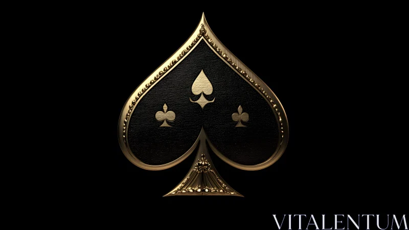 Luxurious black and gold spade symbol with metallic accents.