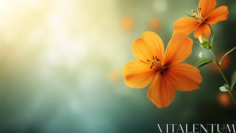 Orange Flowers Backlit by Soft Diffused Light.