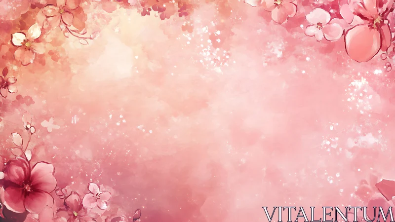 Pink Floral Gradient with Sparkle Effects and Dimensional Blooms.