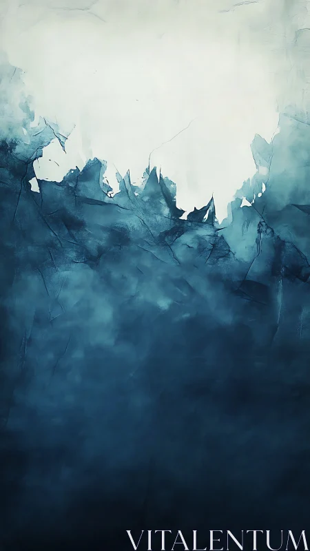 Abstract blue rock and mist texture with light space.