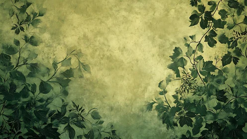 Soft green foliage frames a tranquil textured backdrop