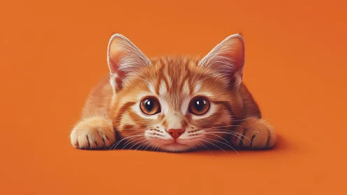 Ginger Tabby Kitten Portrait with Dimensional Realism.