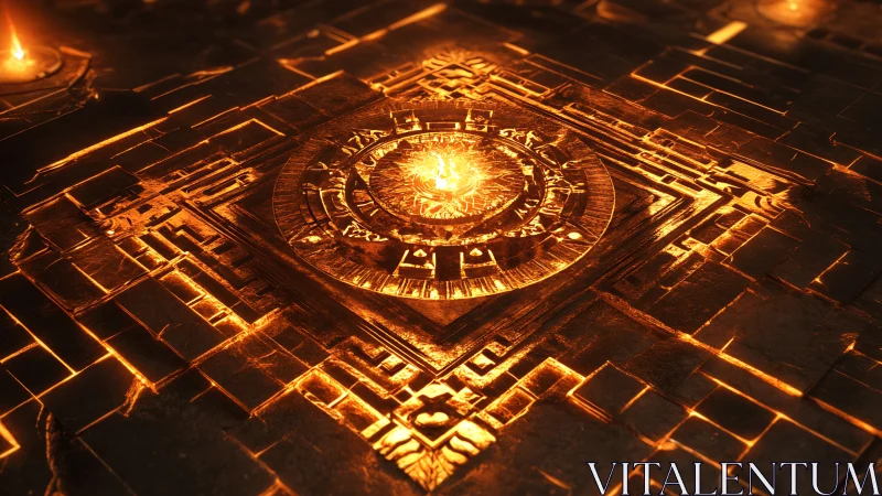 Glowing geometric rune core within molten stone grid.