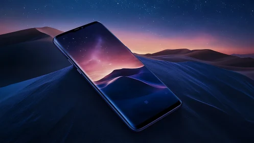 Bezel-less smartphone integrates seamlessly with nocturnal dune horizon