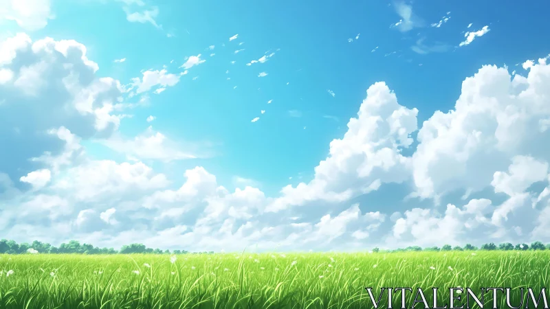 Summer sky drifts above a whispering sea of meadow grass.