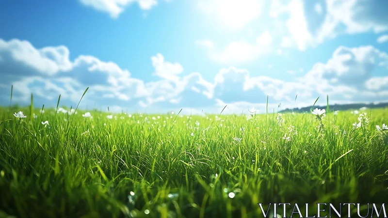 Sunlit meadow dream where wild grass hums with summer.
