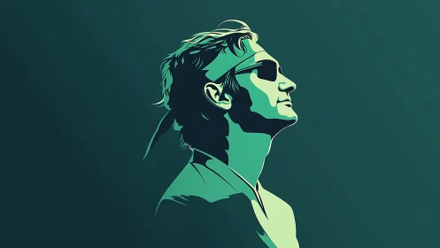 Sun-drenched side profile of a headband rebel in teal glow.