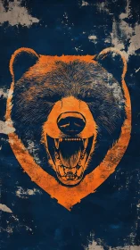 Stylized orange bear head emblem centered on grunge field