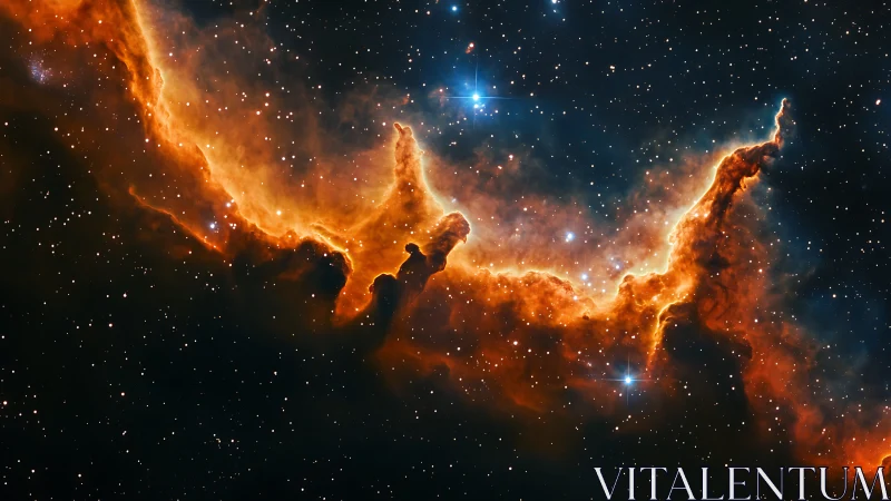 Ionized star-forming nebular ridge with high-contrast dust pillars.