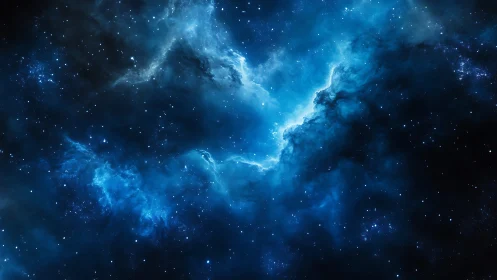 Gentle blue nebula clouds swirling through quiet starlight.