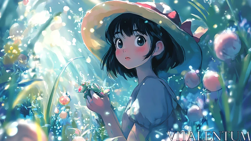 Soft dusk alchemy turns a shy garden girl into starlight