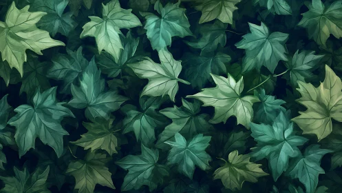 Gentle forest leaves drift together in a calm green hush