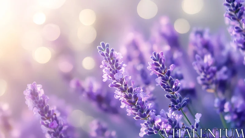 Lavender Flower Field with Bokeh Optical Defocusing Effects.