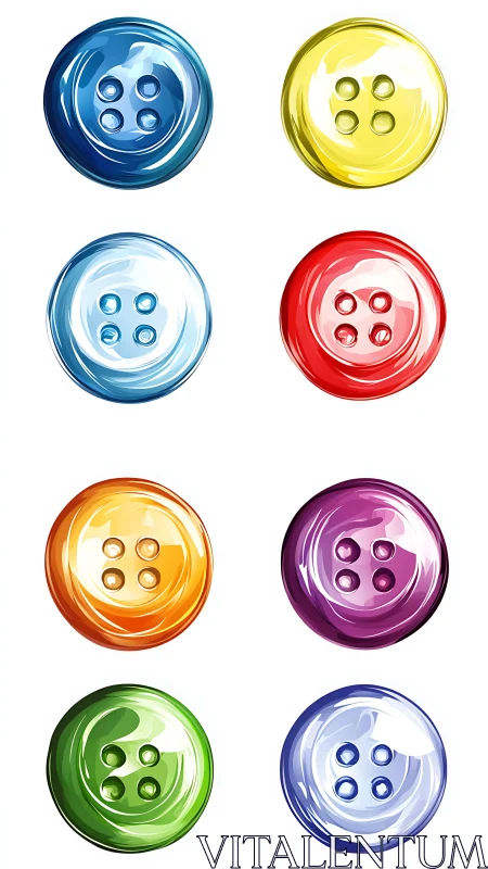 Nine glossy four-hole buttons are arranged in a grid layout