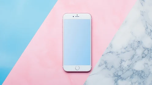 Pink Rose iPhone on Geometric Color Blocks.