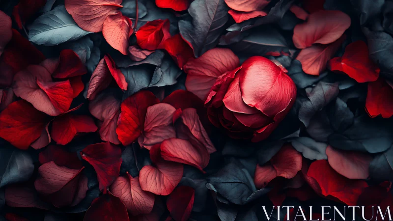 Red Rose Petals Create a Beautiful Romantic Composition
