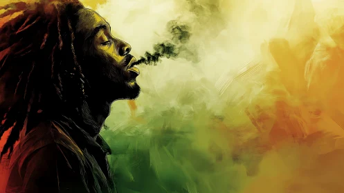 Smoke drifts like reggae prayers through painted dusk