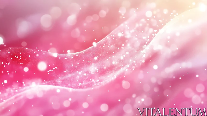 Abstract Pink Waves with Soft Light and Glittering Particles.