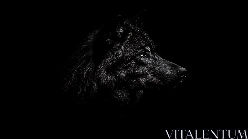 Midnight wolf carves its profile from the swallowing dark