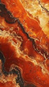 Macro study of banded red onyx slab with molten veining