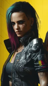 Cybernetic street operative with chromatic undercut portrait.