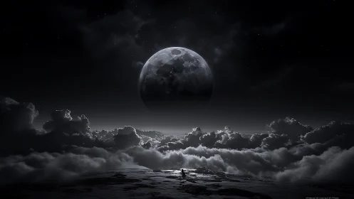 Moonlit clouds cradle a distant world in gentle silver glow