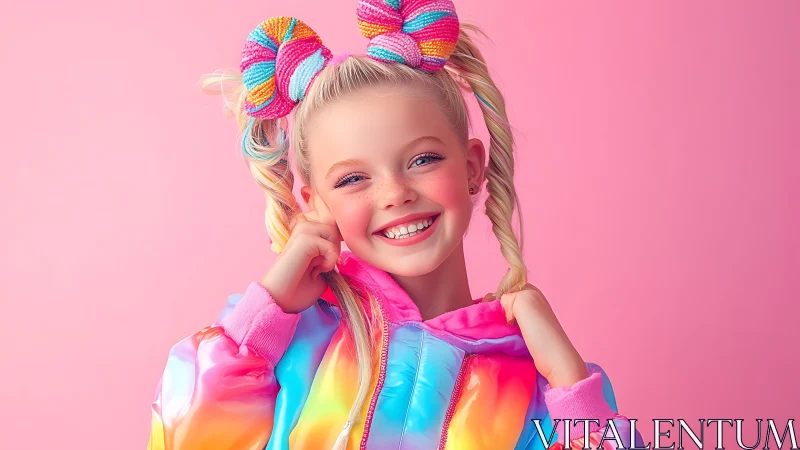 Radiant Joy: A Young Star Shines in Rainbow Colors.