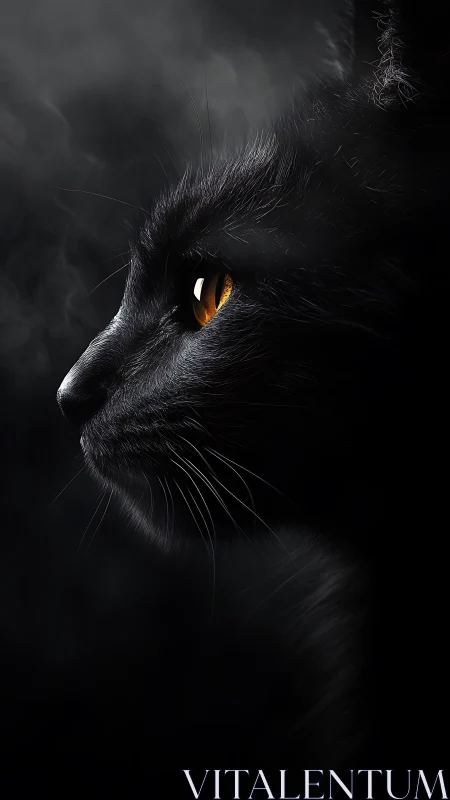 Black Cat Profile with Striking Golden Eyes.