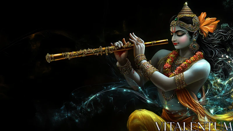 Moonlit flutist spills liquid gold music across the dark