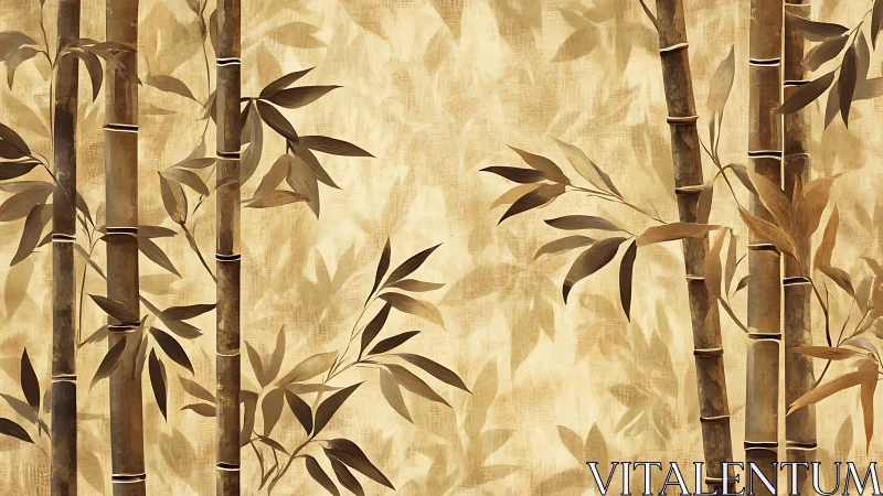 Textured bamboo illustration with sepia botanical silhouettes.