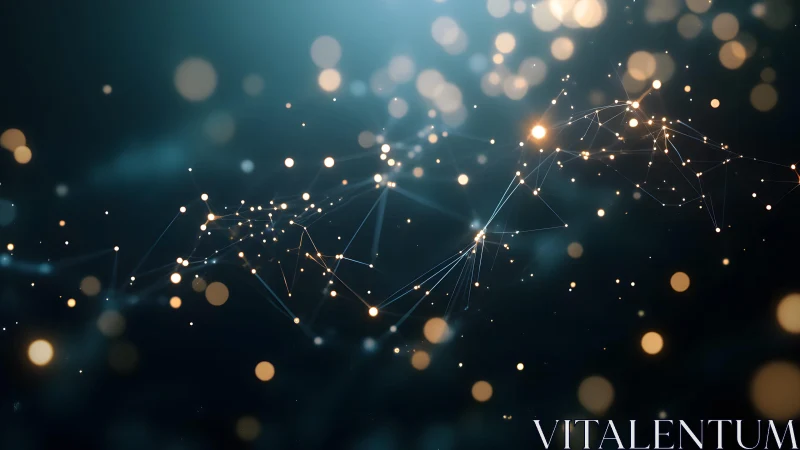 Abstract network of glowing nodes and lines on dark background.