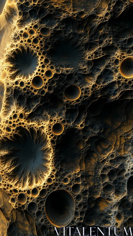 Fractal crater landscape with glowing circular depressions