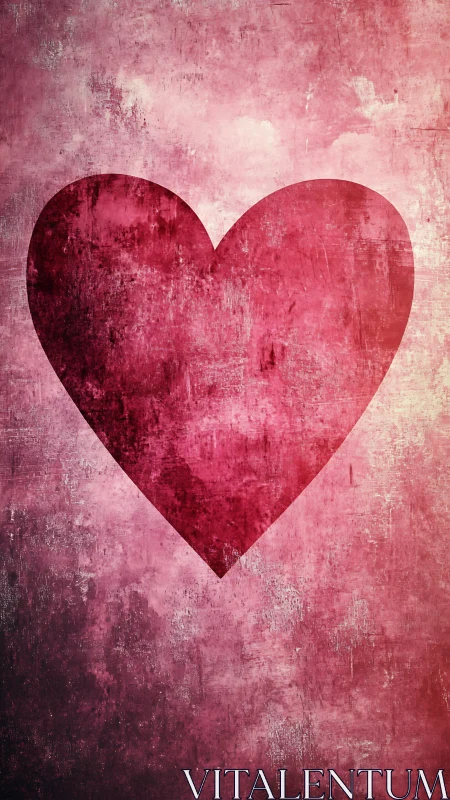 A Bold Red Heart Glows With Textured Vintage Warmth